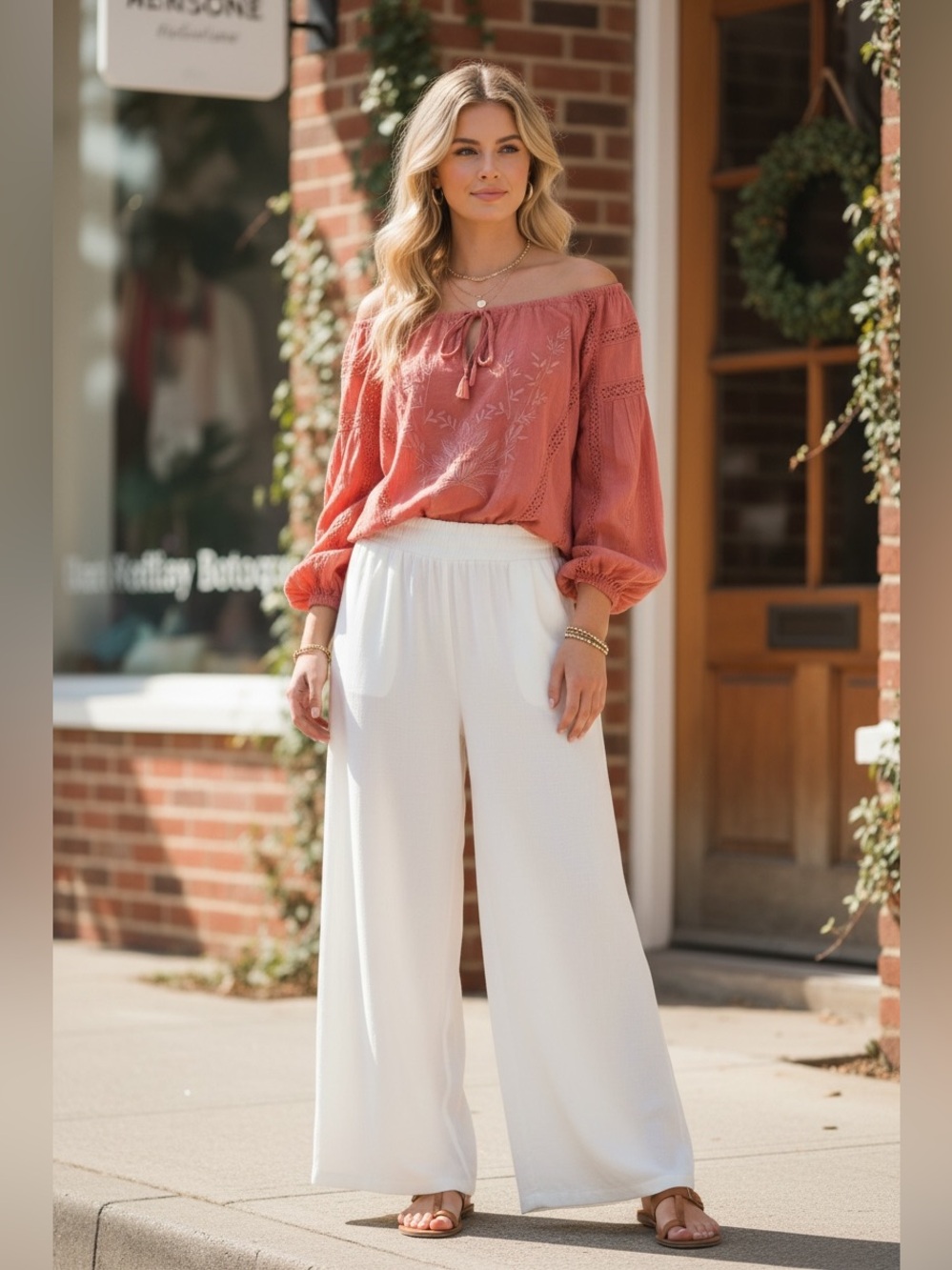 Free People Maria Maria coral Long Sleeve Tie Front Blouse FALL VIBES